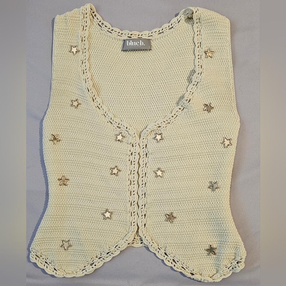 Blush Cream Star-Embellished Women's Tank Top